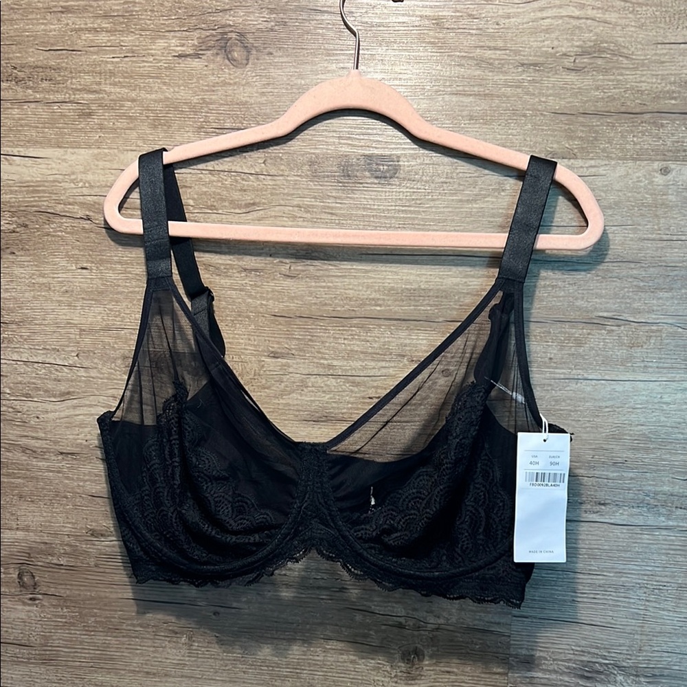 Plus Size Black Lace Bra